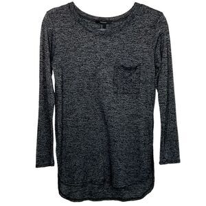 Forever 21 Heathered Black Burnout Long Sleeve Top Small